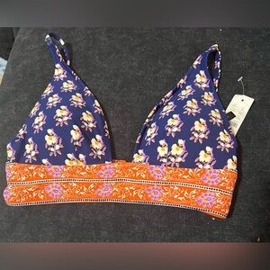 J. Crew Floral Print Bra in Navy and Orange